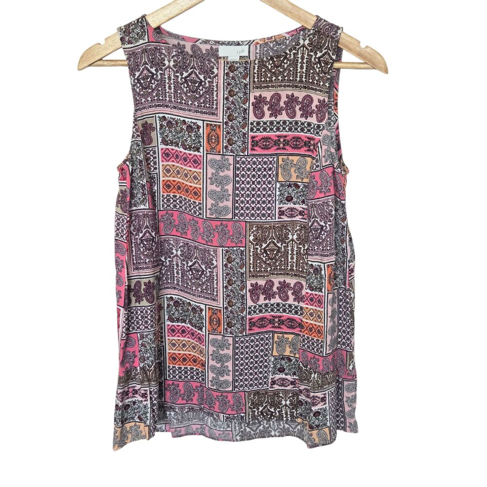 J. Jill 100% Silk Paisley Patchwork Print Sleeveless Top XS